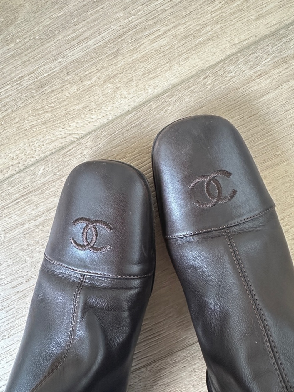 CHANEL Dark Brown Leather Vintage Boots